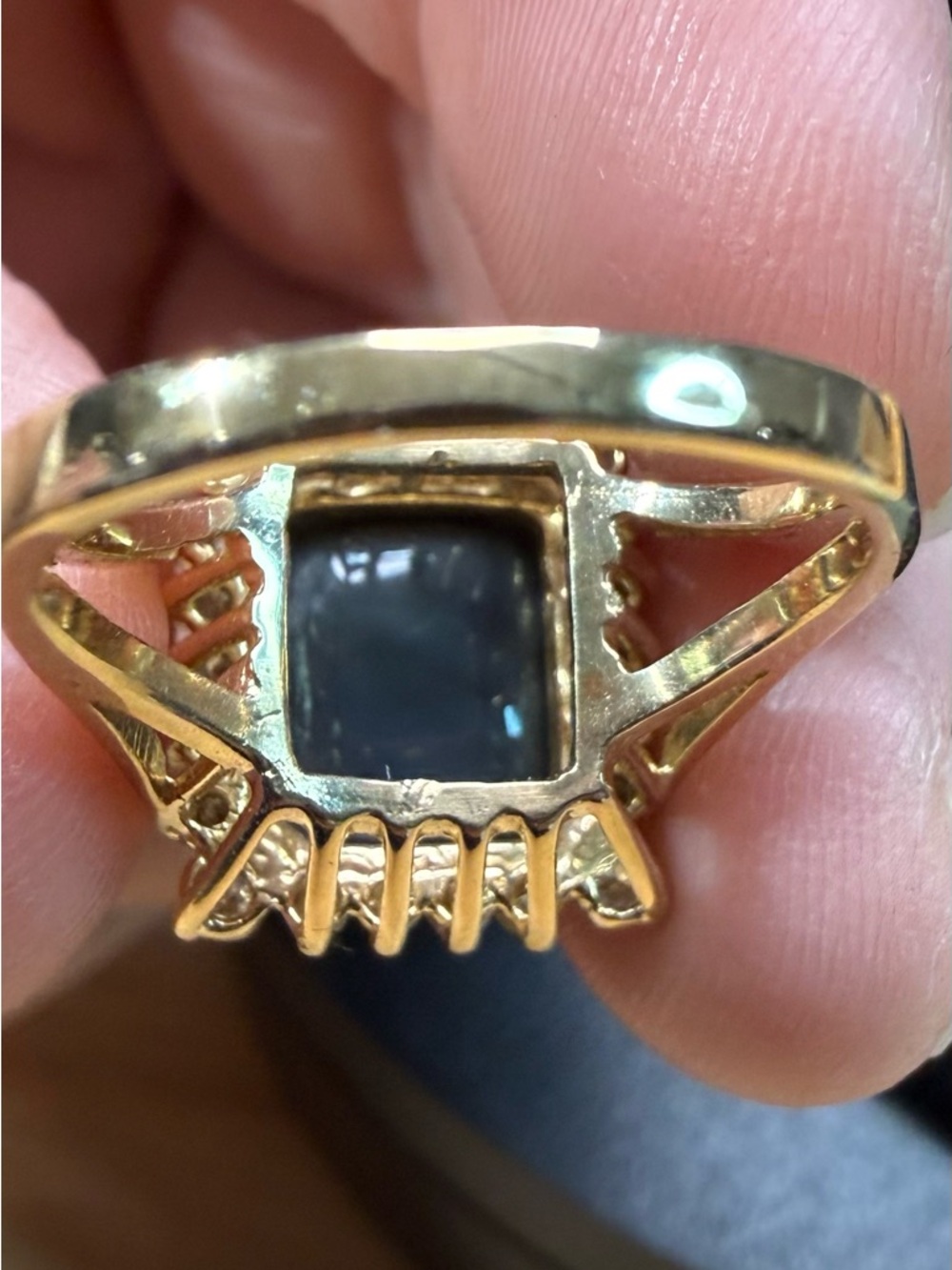 Lightning Ridge Black Opal and 14k Gold Opal Halo Ring - Iridescent - Picture 13 of 15